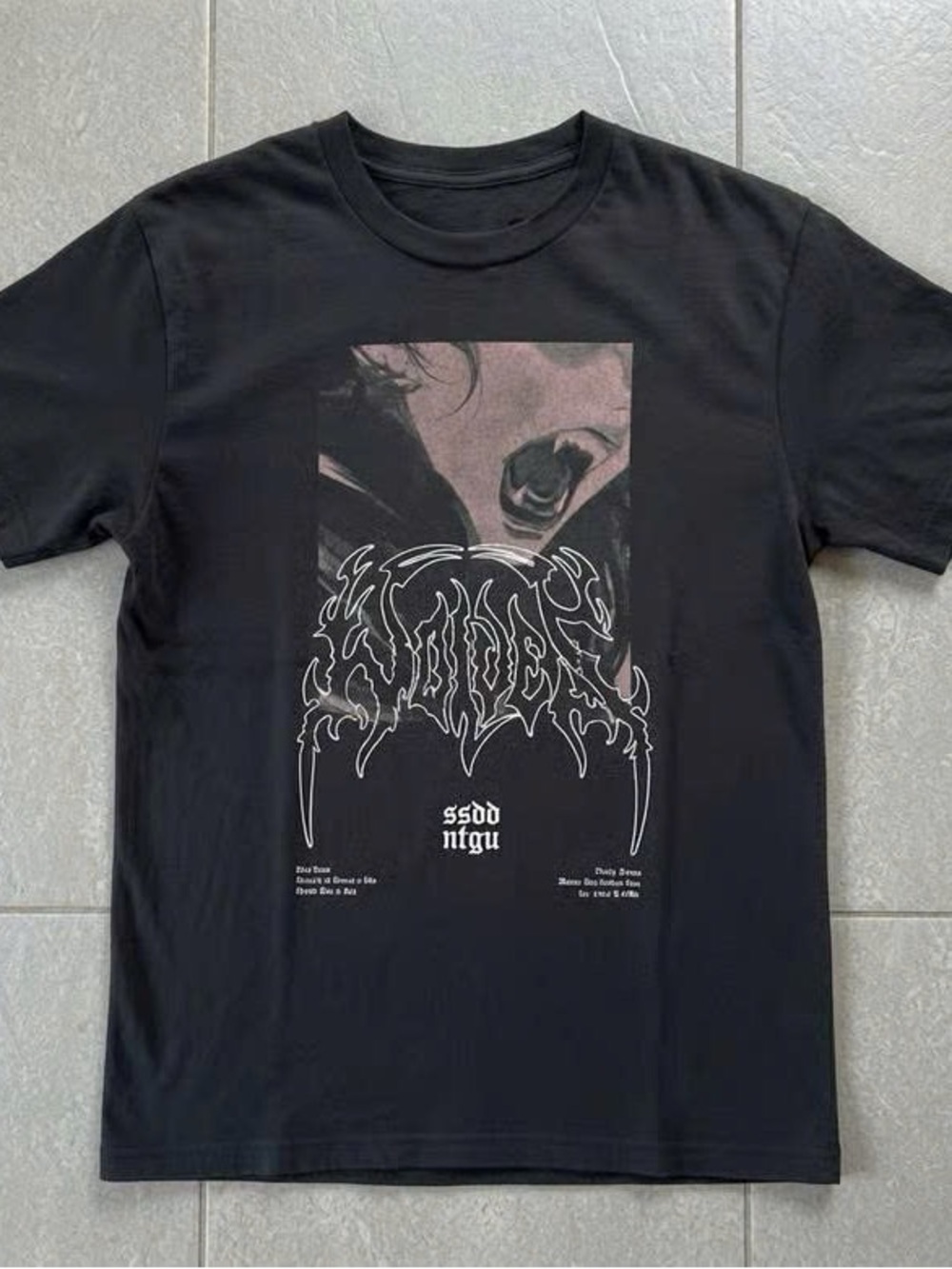 Black Graphic Tee with Abstract Front Print